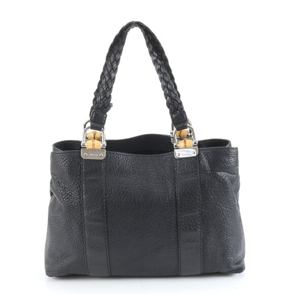Gucci Bamboo 232947 Leather Tote Bag Shoulder Handbag Black Women's - Picture 3 of 9